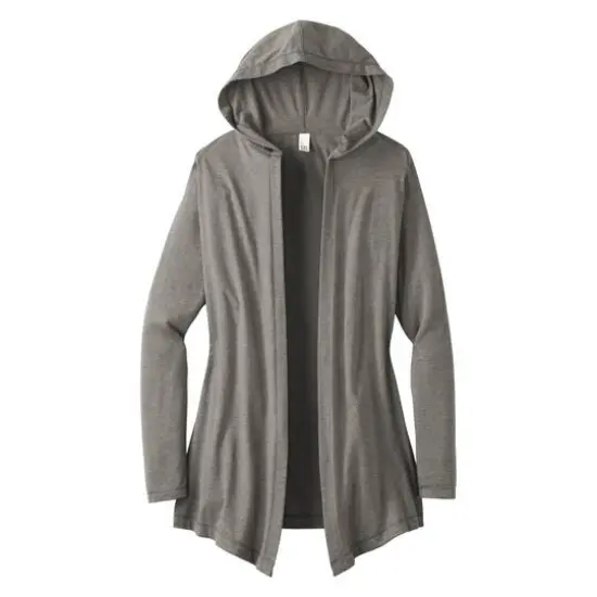 District&reg; Women's Perfect Tri-blend Hooded Cardigan Gray Frost {2}