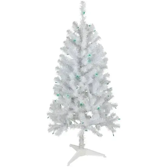 4ft. Pre-Lit White Artificial Christmas Tree, Green Lights {1}