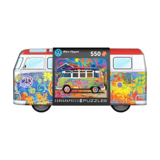 VW Wave Hopper Collectible Bus-Shaped Tin Puzzle: 550 Pcs {3}