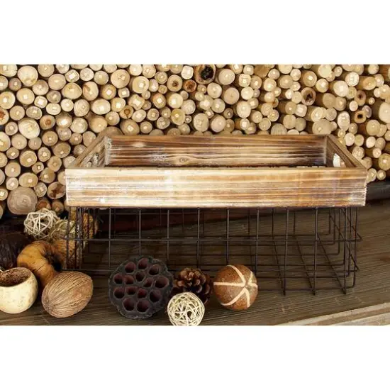 Black Metal Farmhouse Storage Basket Set {9}