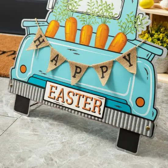 Glitzhome&reg; 26" Easter Metal Truck Yard Stake {5}