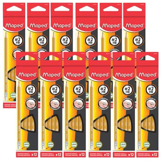 Maped&reg; Triangular Graphite #2 HB Pencils, 12 Packs of 12 {1}