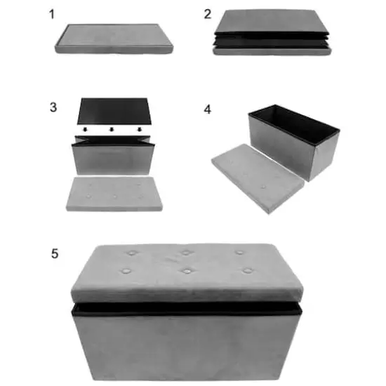 Sorbus 30" Faux Suede Storage Bench Gray {4}