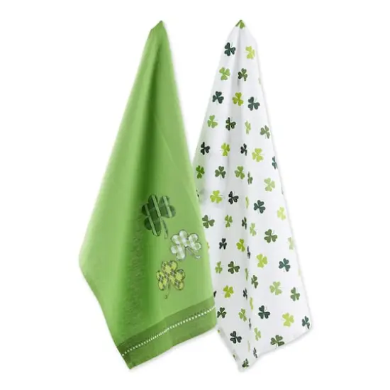 DII&reg; Green & White Shamrock Lucky Day Dishtowels, 2ct. {3}