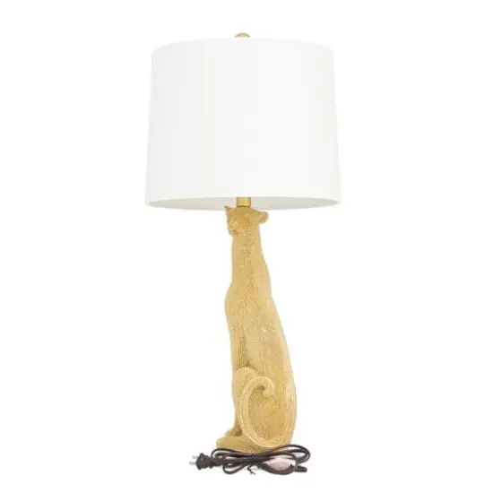 29" Polystone Glam Leopard Table Lamps, 2ct. Gold {10}