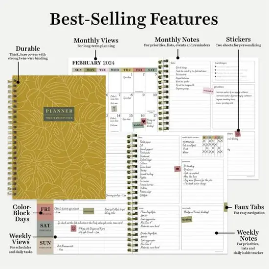TF Publishing 2024 Golden Foliage Medium Weekly Monthly Planner {8}