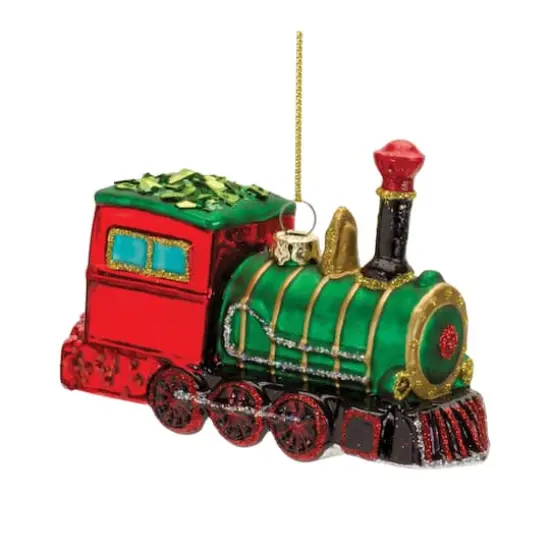6ct. 3" Glittered Glass Train Ornaments {1}