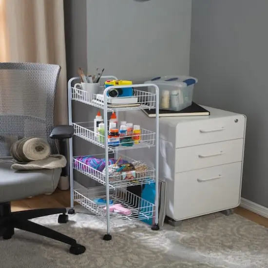 Simplify 4-Tier White Rolling Storage Cart {6}