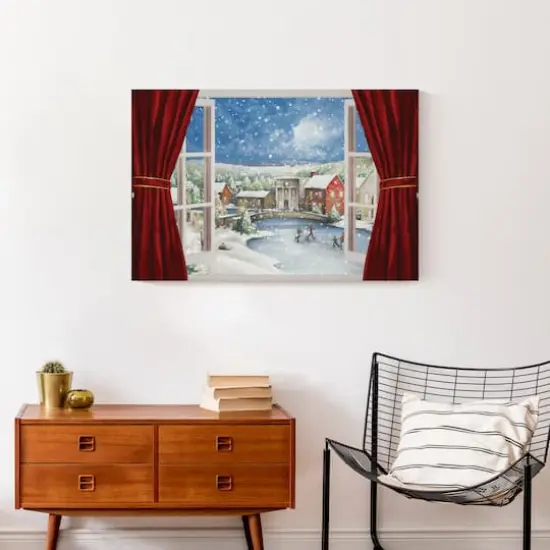 Christmas Window Scene Canvas Wall Art {5}