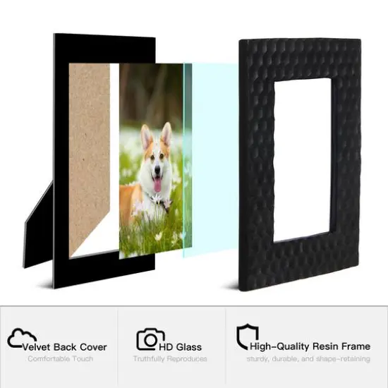 Glitzhome&reg; Black Honeycomb Resin Tabletop Picture Frame Set {8}