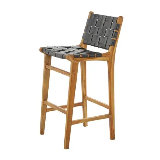 Black Teak Wood Modern Bar Stool 18" x 18" x 40" {3}