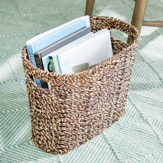 15" Brown Seagrass Natural Magazine Rack {8}