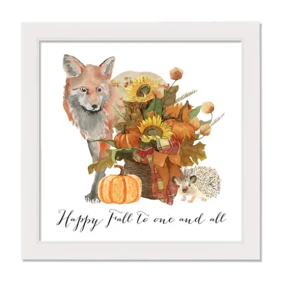 Fall Animals White Framed Print {1}