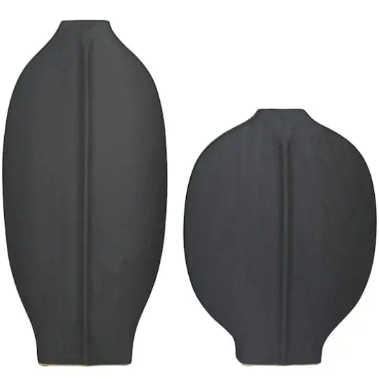 CosmoLiving by Cosmopolitan Black Ceramic Textured Vase Set of 2 18", 13" {5}