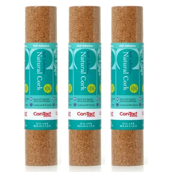 Con-Tact® Brand 12" x 4ft. Natural Cork Adhesive Rolls, 3ct. {1}