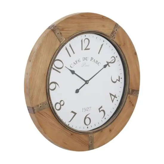 Brown Rustic Wood Wall Clock, 32" x 32" {3}