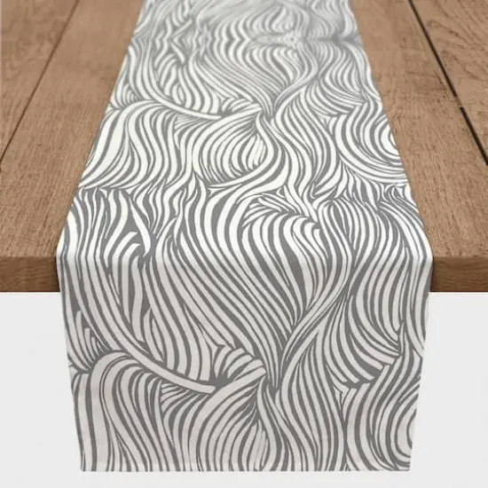 Wave Print Outdoor Table Runner Gray {4}