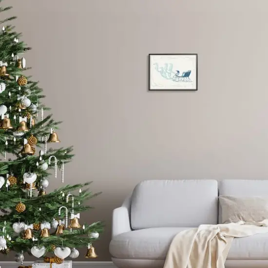 Stupell Industries Seahorse Santa Sled Nautical Christmas Framed Giclee Art Black {3}