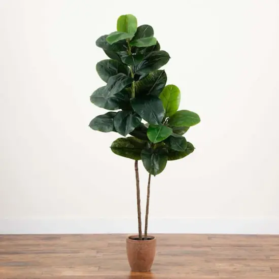 6ft. Rubber Tree in Decorative Planter with Real Touch Leaves {9}