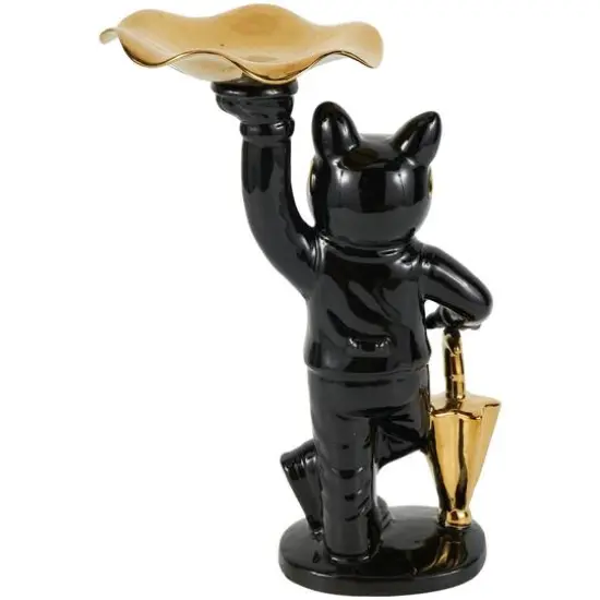 13.25" Black Ceramic Bulldog with Golden Accents Sculpture D&eacute;cor {11}