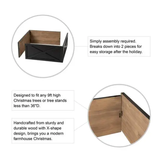 Glitzhome&reg; Black Wood Tree Collar {8}