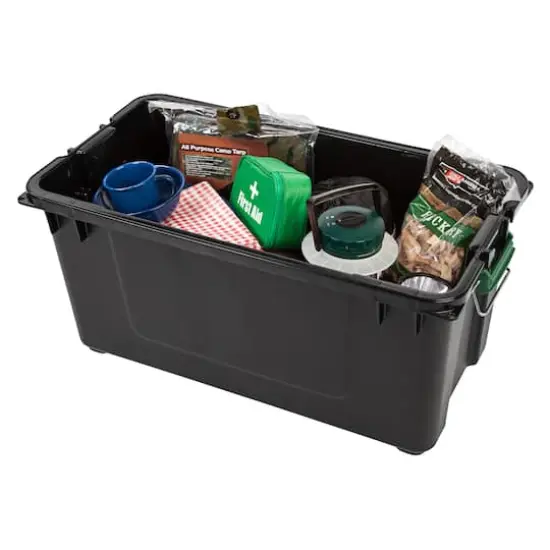 IRIS&reg; Remington&reg; 82qt. Black Store-It-All Utility Tote with Buckle Lid {4}