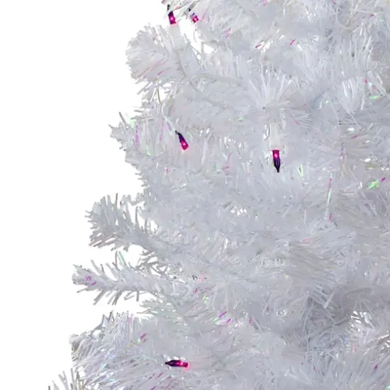 4ft. Pre-Lit White Iridescent Pine Artificial Christmas Tree, Purple Lights {3}