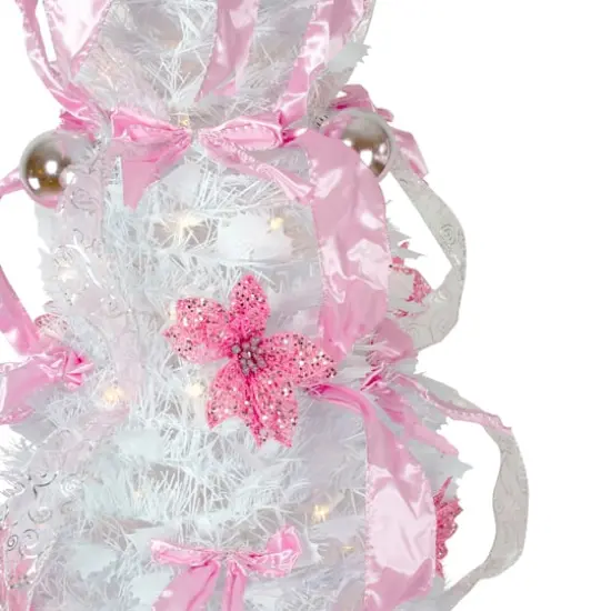6ft. Pre-Lit Pink & White Pre-Decorated Pop-Up Artificial Christmas Tree {3}