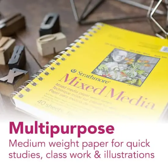 Strathmore Mixed Media Paper Pad, 300 Series, 40 Sheets, 5.5" x 8.5" {5}