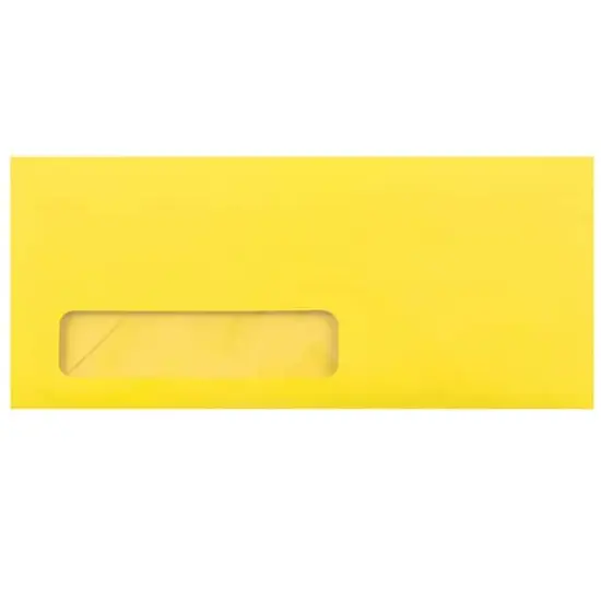 JAM Paper 4" x 9.5" Colored Business Window Envelopes, 50ct. Yellow {1}