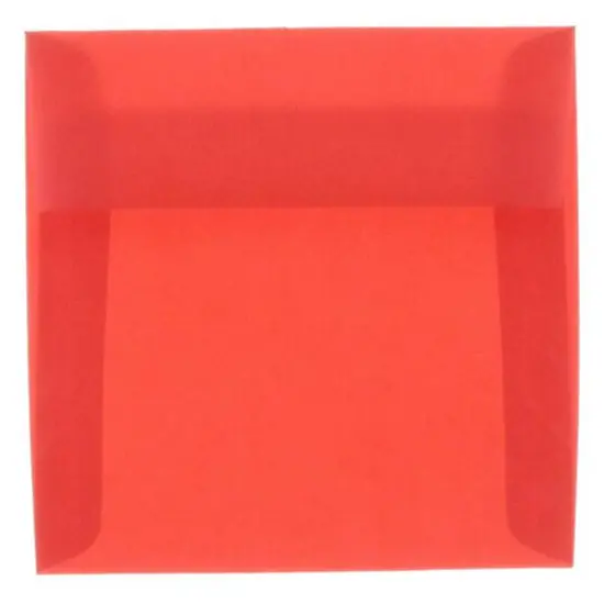 JAM Paper 8.5" x 8.5" Translucent Vellum Invitation Envelopes, 50ct. Primary Red {1}