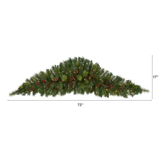 6ft. Pre-Lit Berry & Pinecone Artificial Christmas Swag {3}