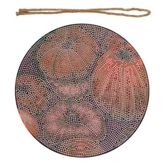 8" Pumpkins Round Wood Plaque Diamond Art Kit by Make Market&reg; {3}
