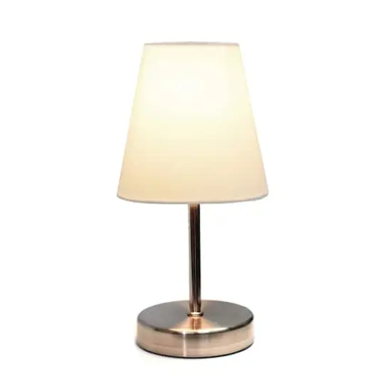 Creekwood Home Nauru 10.5" Sand Nickel Petite Metal Stick Table Lamp White {6}
