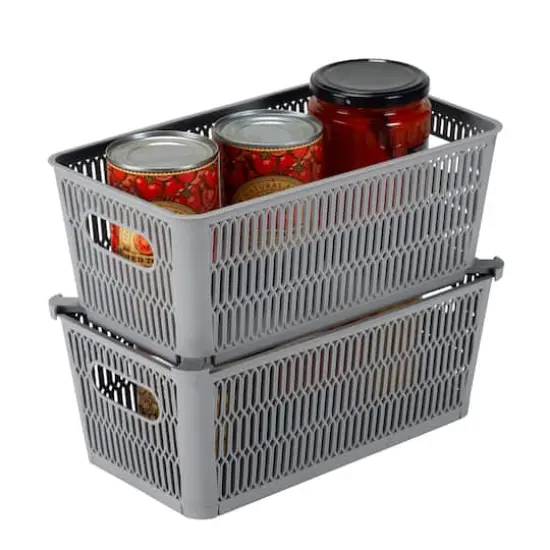 Simplify Slide 2 Stack It Small Storage Tote Baskets, 2ct. Gray {14}