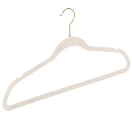 Simplify Super Slim Velvet Hangers with Gold Hook, 10ct. Pearl White {7}