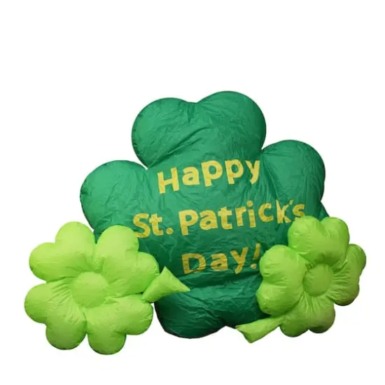 60" Inflatable Lighted Happy St. Patrick's Day Triple Shamrock Outdoor Decoration {1}