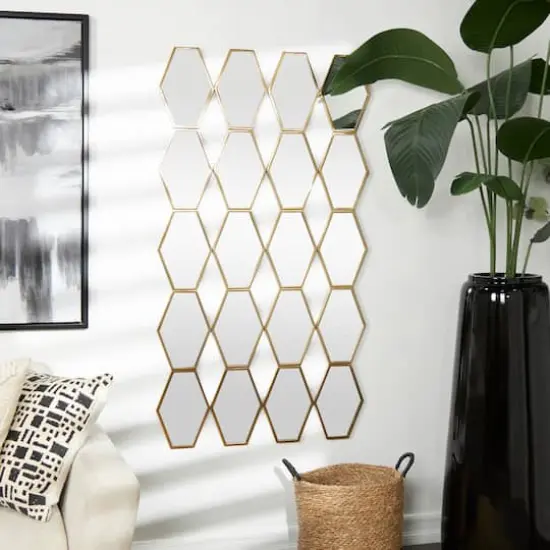 Gold Diamond & Hexagon Wall Mirror {3}