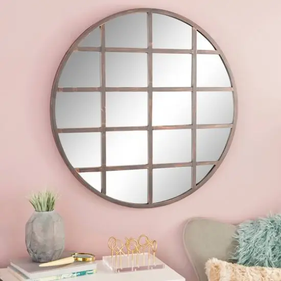 CosmoLiving by Cosmopolitan 36" Black Industrial Metal Wall Mirror {9}