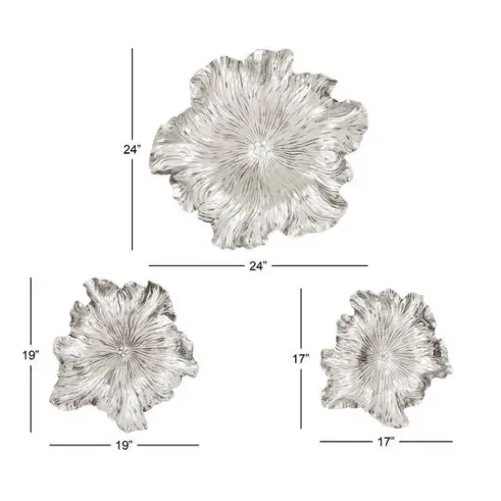 Silver Polystone Eclectic Floral Wall D&eacute;cor Set {7}