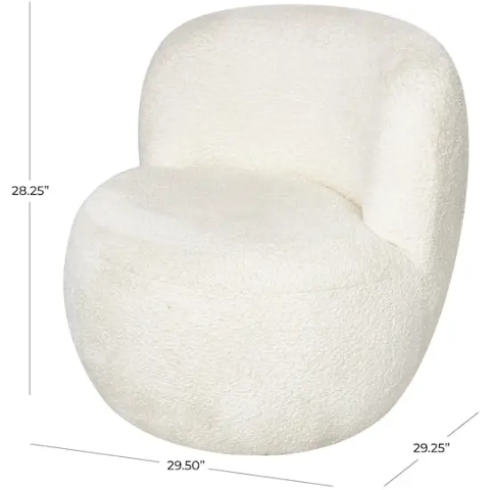 White Polyester Rounded Barrel Accent Chair {11}