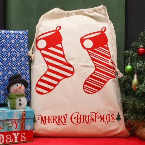 Personality Case&trade; 19" x 26" Stocking Stuffers Merry Christmas Cotton Sack {3}