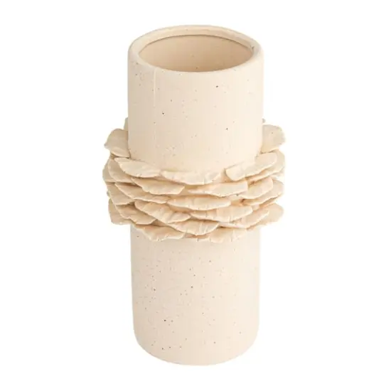 Hello Honey&reg; 10" Matte Cream Ruffled Elegance Stoneware Vase {1}