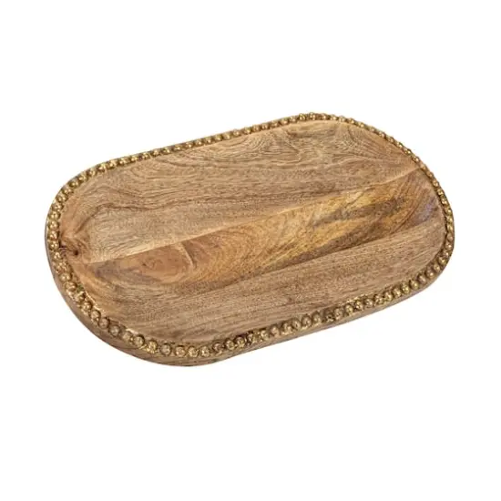 Hello Honey&reg; 16" Hand-Carved Mango Wood Tray with Wood Beads {1}