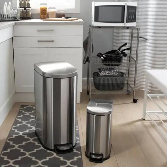 Organize It All 2 Pack Stainless Steel Trash Bins {3}