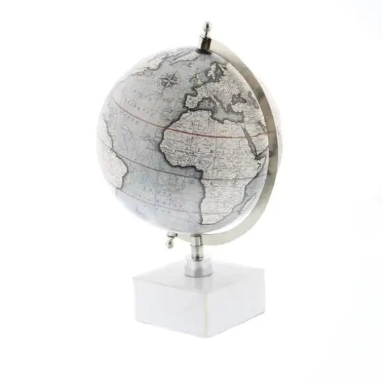 13" White Ceramic & Metal Contemporary Globe {4}