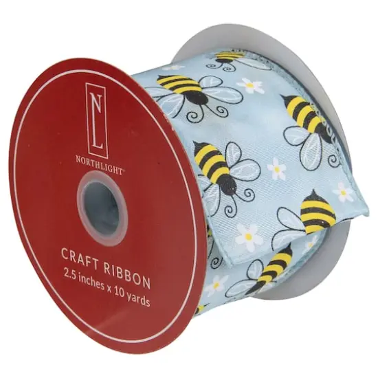 2.5" x 10yd. Bumblebee Design Wired Spring Craft Ribbon {4}
