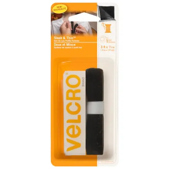 VELCRO&reg; Brand Sleek & Thin&trade; Black Sew On Fastener Roll {1}