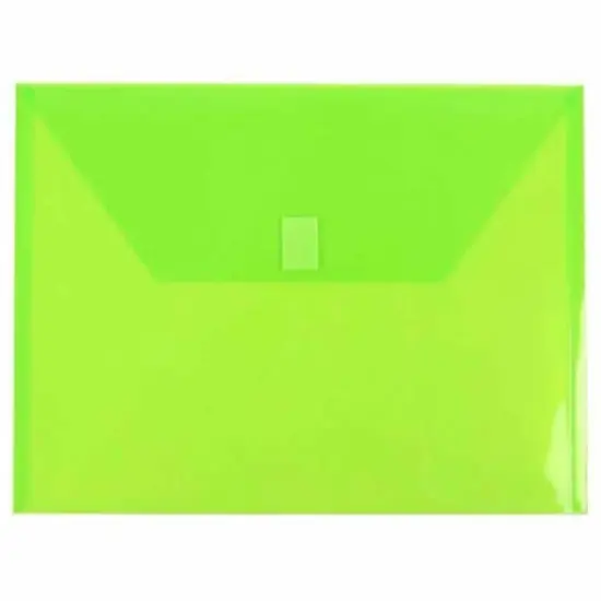JAM Paper Booklet Plastic Envelopes with Hook & Loop Closure, 24ct. Lime Green {1}