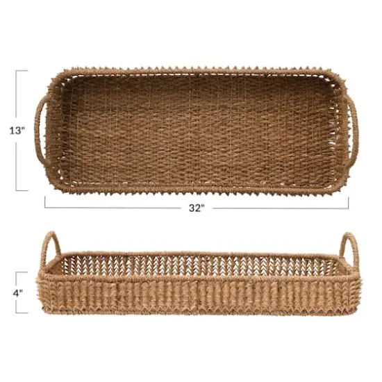 2.5ft. Natural Hand-Woven Buri Palm Tray with Handles {6}